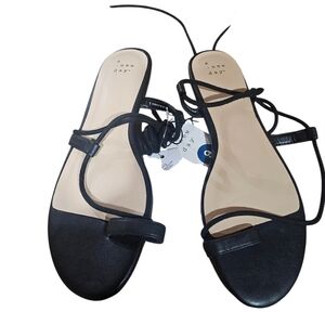 A New Day Women’s Black Lace-Up Sandals Size 9 Flat Minimalist Ankle Tie